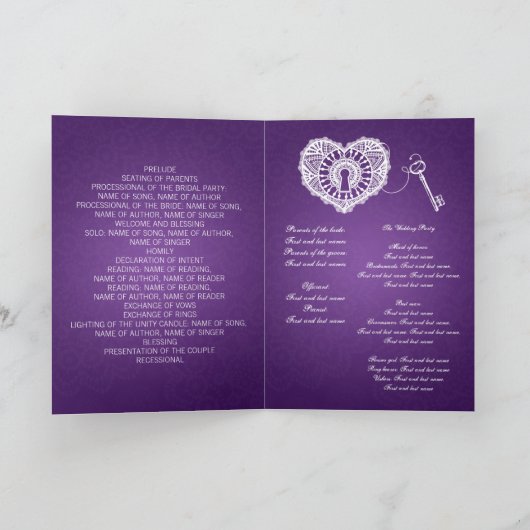 Wedding Program Key To My Heart Purple Programm (Innenseite)