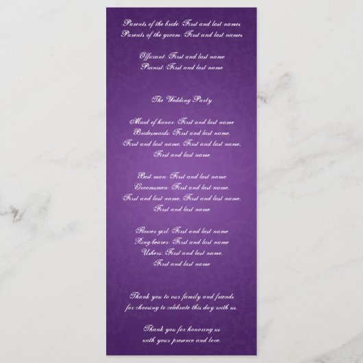 Wedding Program Key To My Heart Purple Programm (Rückseite)