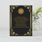 Wedding Program Mandala Luxury Black and Gold  Programm (Stehend Vorderseite)