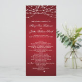Wedding Program Sparkling String Red Programm (Stehend Vorderseite)