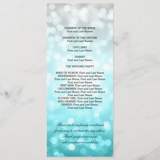 Wedding Programm Beach Ombre Glitzer Lights (Rückseite)