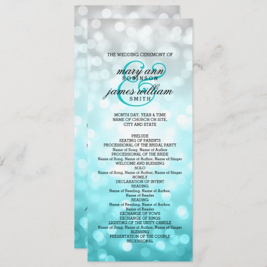Wedding Programm Beach Ombre Glitzer Lights (Vorne/Hinten)