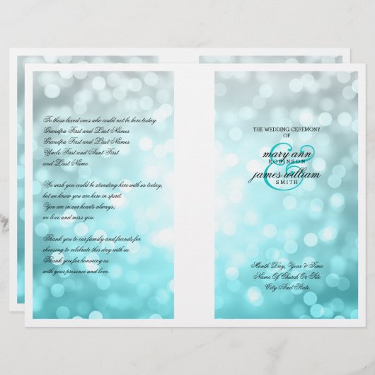 Wedding Programm Beach Ombre Glitzer Lights (Vorne/Hinten)