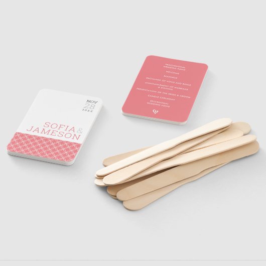 WEDDING-PROGRAMM, einfach, modern und korallenrosa Fächer (Non-assembled)