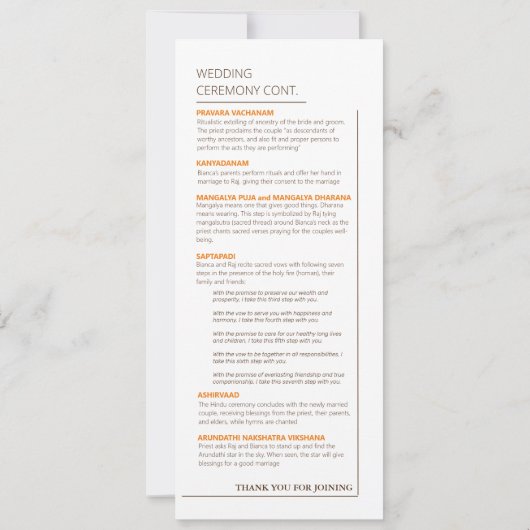 WEDDING-PROGRAMM EINLADUNG (Rückseite)