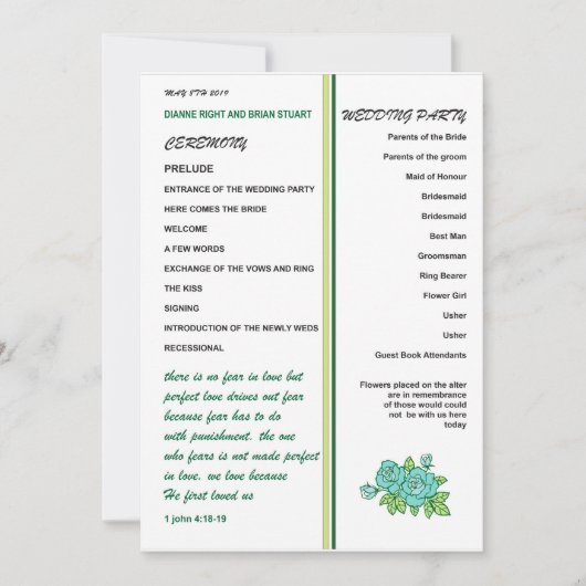 WEDDING-PROGRAMM EINLADUNG (Vorderseite)