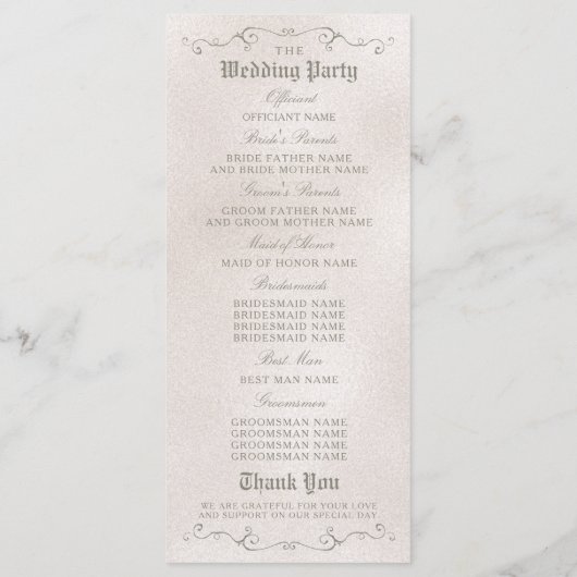 WEDDING-PROGRAMM | Elegante Rose der Schönheit Programm (Rückseite)