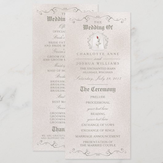 WEDDING-PROGRAMM | Elegante Rote Rose der Schönhei Programm (Vorne/Hinten)