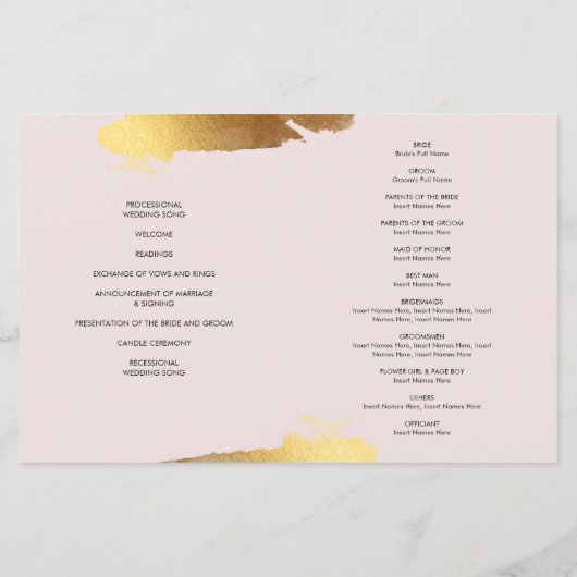 WEDDING-PROGRAMM, gebürstet, goldfarben (Rückseite)