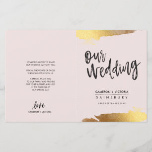 WEDDING-PROGRAMM, gebürstet, goldfarben