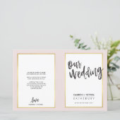 WEDDING-PROGRAMM mit gebürstetem Goldrahmen rosa (Stehend Vorderseite)