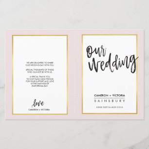 WEDDING-PROGRAMM mit gebürstetem Goldrahmen rosa