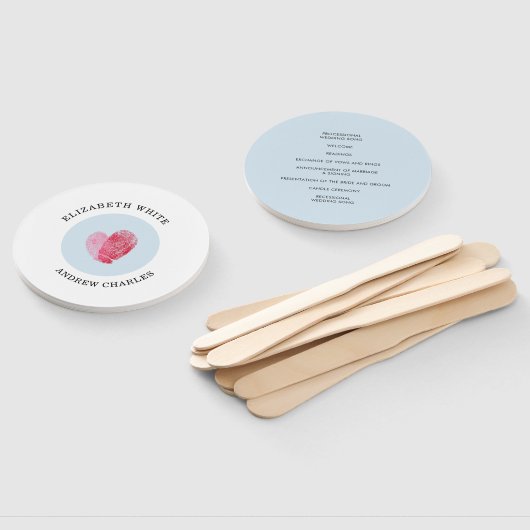 WEDDING PROGRAMM Modernes niedliches Fingerabdruck Fächer (Non-assembled)