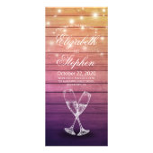 Wedding Programs Card Champagne Glass Wood Light Werbekarte (Vorne)
