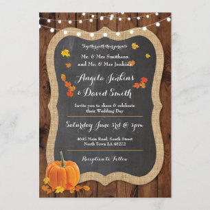 Wedding Pumpkin Fall Wood Chalk Party Einladung