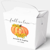 Wedding Pumpkin Orange White Floral Fall Geschenkschachtel (Rückseite)