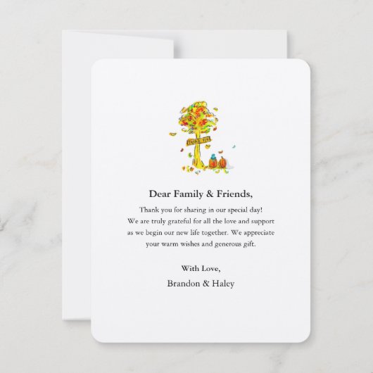 Wedding Pumpkins Dankeskarte (Rückseite)