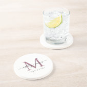 Wedding Purple Monogram Names Year Est  Getränkeuntersetzer (Seite)