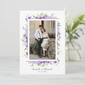 Wedding Purple Shades Flowers & Branches Photo Save The Date (Stehend Vorderseite)