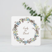 Wedding Pussy Willow Wreath Einladung (Stehend Vorderseite)