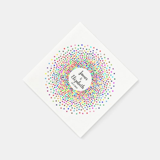 Wedding Rainbow Confetti Serviette (Ecke)