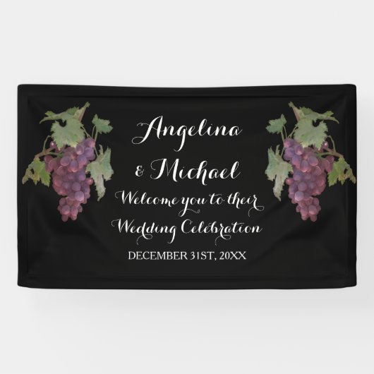 Wedding Reception Banner Wine Grape Winery Wedding (Horizontal)