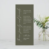Wedding Reception Dinner Modern Thank You Card Programm (Stehend Vorderseite)