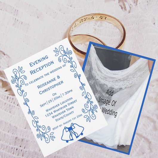 Wedding Reception Invitation Blue Sapphire Bells Begleitkarte
