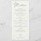 Wedding Reception Menu Elegant Script Sage Green Menükarte (Vorderseite)