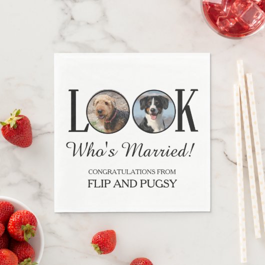 Wedding Reception Napkins with Dog or Pets Photo Serviette (Beispiel)