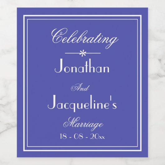 "Wedding Reception" Script Beautiful Blue Wedding Weinetikett (Einzelnes Label)