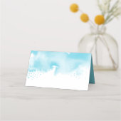 WEDDING RECEPTION Stilvolles Aquarellblau Platzkarte (Rückseite)