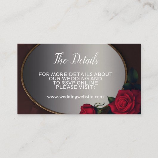 Wedding Red Blush Floral Silver Gray Mirror Detail Begleitkarte (Vorderseite)