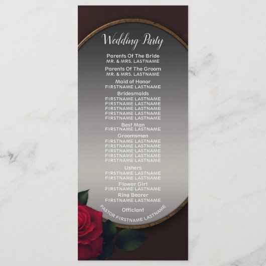 Wedding Red Blush Floral Silver Gray Mirror Programm (Rückseite)