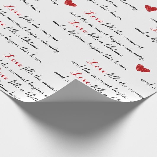 Wedding Red Hearts and Romantic Quote Geschenkpapier (Ecke)