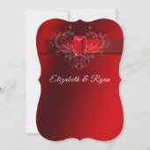 Wedding Red Satin Ribbon Sparkling Ruby Einladung (Vorderseite)