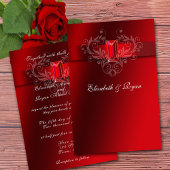 Wedding Red Satin Ribbon Sparkling Ruby Einladung