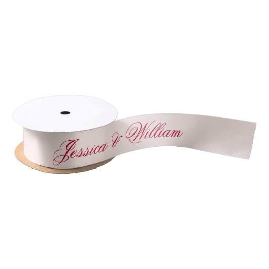 Wedding Red Script Blush Pink Simple Calligraphy Satinband (Spule)