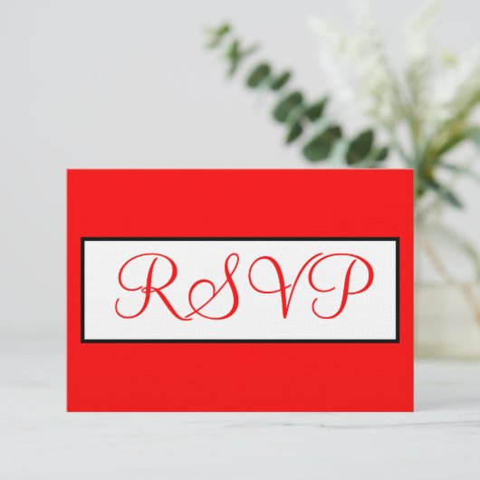 Wedding Red White UAWG RSVP Karte (Stehend Vorderseite)