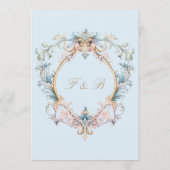 Wedding Regency Era Blue Baroque Wappen Menu Menükarte (Rückseite)