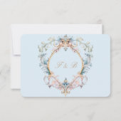 Wedding Regency Era Blue Monogram Elegant Wedding RSVP Karte (Rückseite)