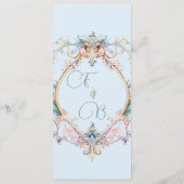 Wedding Regency Era Blue Monogram Monogram Menu Menükarte (Rückseite)