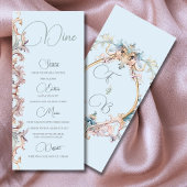 Wedding Regency Era Blue Monogram Monogram Menu Menükarte