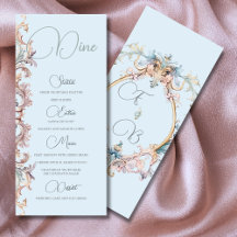Wedding Regency Era Blue Monogram Monogram Menu