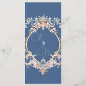 Wedding Regency Era Dusty Blue Monogram Menu Menükarte (Rückseite)