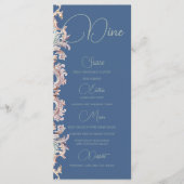 Wedding Regency Era Dusty Blue Monogram Menu Menükarte (Vorderseite)