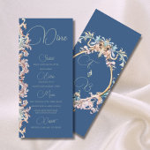 Wedding Regency Era Dusty Blue Monogram Menu Menükarte