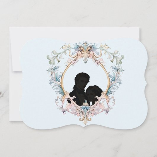 Wedding Regency Silhouette Blue Monogram Save The Date (Rückseite)