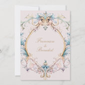 Wedding Regency Vintag Barock Pink Einladung (Rückseite)