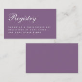 Wedding Registry Dusty Lila einfaches Skript Begleitkarte (Vorne/Hinten)